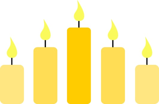 Set of yellow burning candles vector illustration
