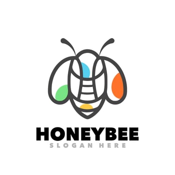 Hpneybee line art logo vector
