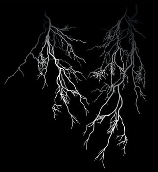 Vector illustration of lightning bolt on dark background. Editable art.