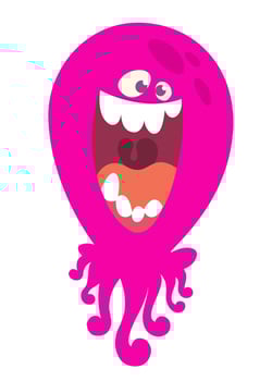 Funny cartoon monster character. Illustration of cute and happy alien creature for Halloween vector