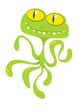 Funny cartoon monster character. Illustration of cute and happy alien creature for Halloween vector