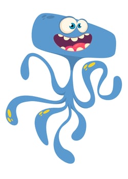 Funny cartoon monster character. Illustration of cute and happy alien creature for Halloween vector