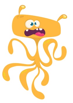 Funny cartoon monster character. Illustration of cute and happy alien creature for Halloween vector
