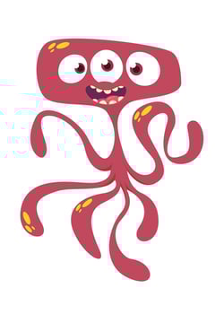 Funny cartoon monster character. Illustration of cute and happy alien creature for Halloween vector
