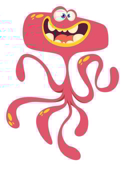Funny cartoon monster character. Illustration of cute and happy alien creature for Halloween vector
