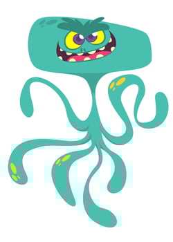 Funny cartoon monster character. Illustration of cute and happy alien creature for Halloween vector