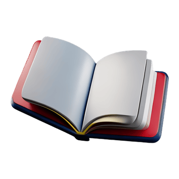 an open book with a red and blue cover png