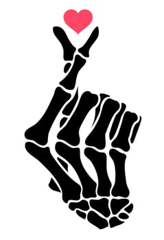 Skeleton finger bones heart hand sign illustrations vector