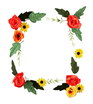 Square flower frame for wedding copy space png