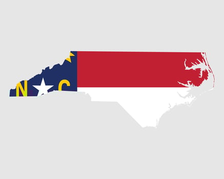 North Carolina NC USA Map Flag vector
