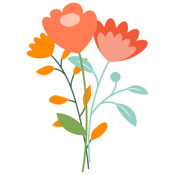 Flower bouquet. Wild flowers decoration flat illustration. png