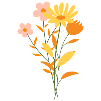 Flower bouquet. Wild flowers decoration flat illustration. png