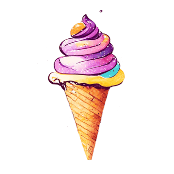Watercolor hand drawn ice cream cone. png