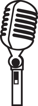vintage microphone logo in flat line art style png