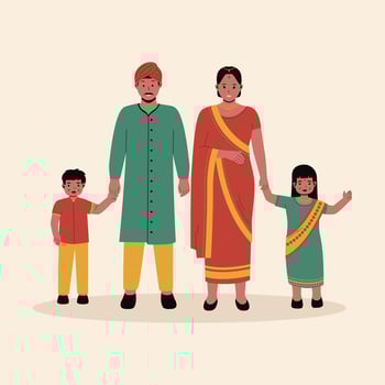Family Indian in traditional clothes illustration vector