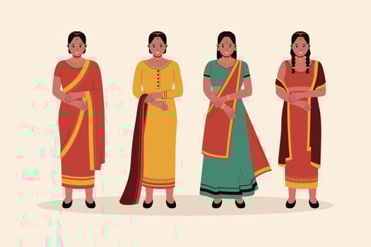 Woman Indian in traditional clothes illustration vector
