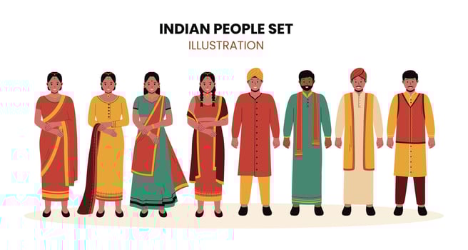 Indian people in traditional clothes illustration vector
