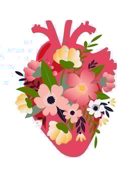 Blooming heart isolated on white background. Mental health concept. Valentine's Day. Vector. vector