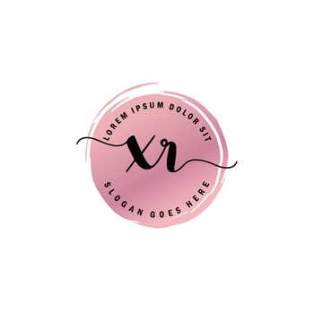 XR Initial Letter handwriting logo with circle brush template vector