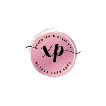 XP Initial Letter handwriting logo with circle brush template vector