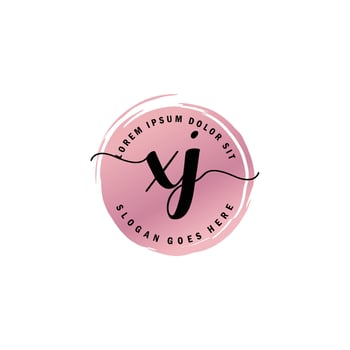 XJ Initial Letter handwriting logo with circle brush template vector