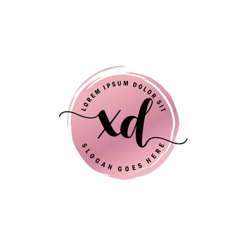 XD Initial Letter handwriting logo with circle brush template vector