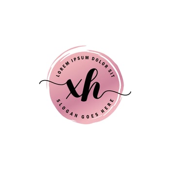 XH Initial Letter handwriting logo with circle brush template vector
