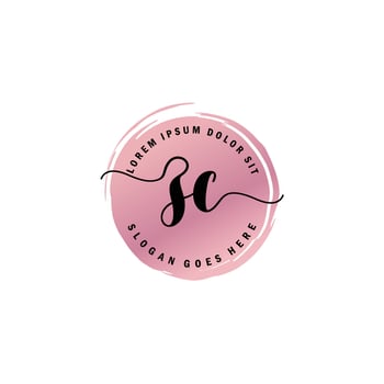 ZC Initial Letter handwriting logo with circle brush template vector