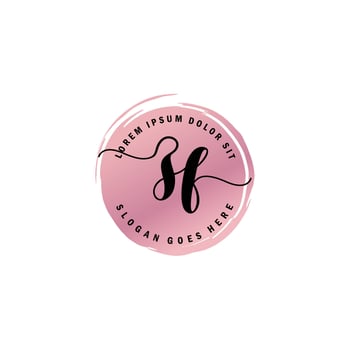 ZF Initial Letter handwriting logo with circle brush template vector