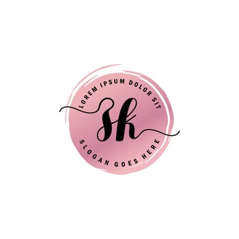 ZK Initial Letter handwriting logo with circle brush template vector