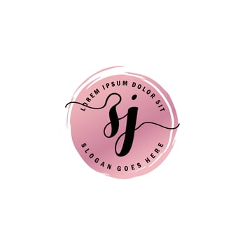 ZJ Initial Letter handwriting logo with circle brush template vector