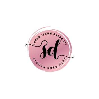 ZD Initial Letter handwriting logo with circle brush template vector