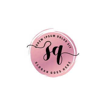ZQ Initial Letter handwriting logo with circle brush template vector