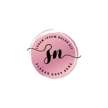 ZN Initial Letter handwriting logo with circle brush template vector