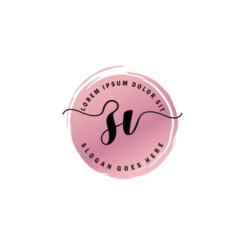 ZV Initial Letter handwriting logo with circle brush template vector