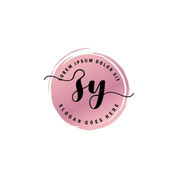 ZY Initial Letter handwriting logo with circle brush template vector