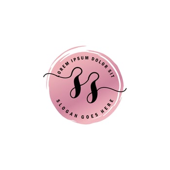 ZZ Initial Letter handwriting logo with circle brush template vector