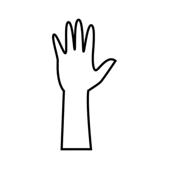 Raised hands icon vector. Hands up illustration sign. palm symbol or logo. vector