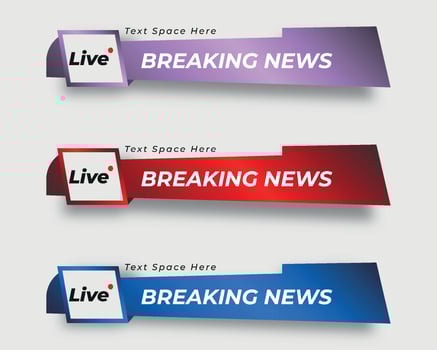 set  tv news bar. bars newspaper. social media bars. Television broadcast media title banner. title bar vector
