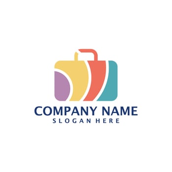 Colorful Suitcase logo design vector. Suitcase logo design template concept vector