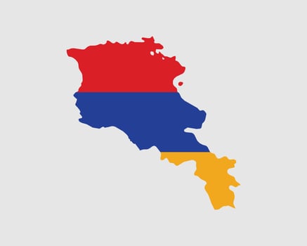 Armenian Map Flag. Map of Armenia with the country flag of Armenia. Vector illustration.
