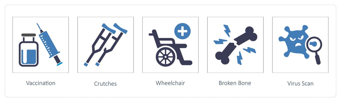 Vaccination, Crutches, Wheelchair vector