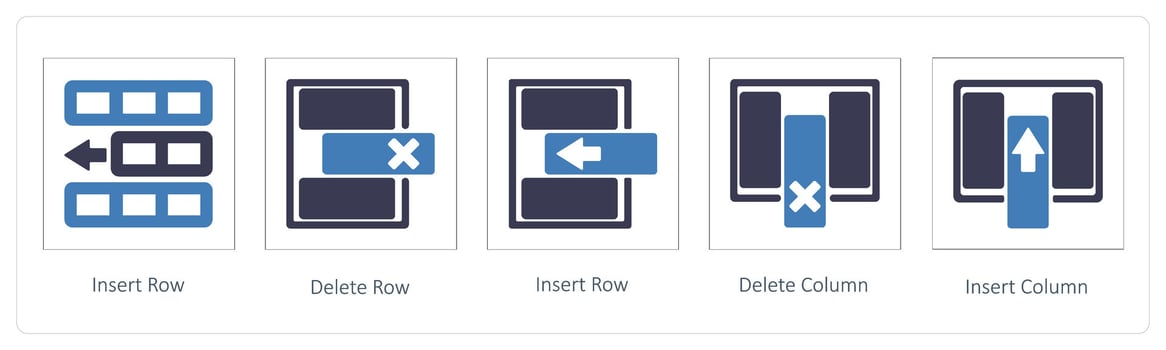 Insert Row, Delete Row, Delete Column vector