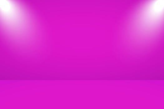Vector illustration of empty studio with lighting and pink background for product display