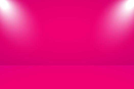 Vector illustration of empty studio with lighting and pink background for product display