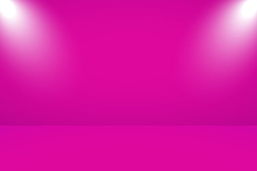 Vector illustration of empty studio with lighting and pink background for product display