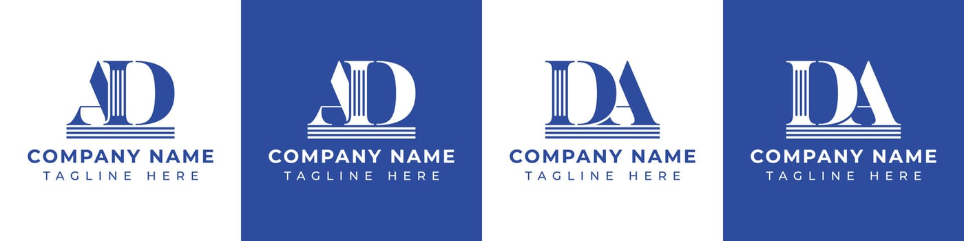 Letter DA and AD Pillar logo, suitable for business with AD or DA related to Pillar. vector