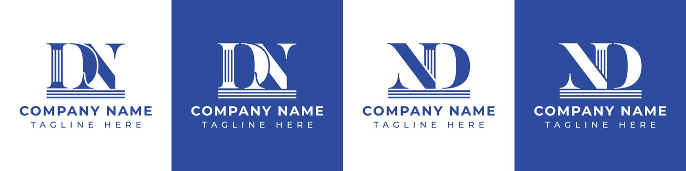 Letter DN and ND Pillar logo, suitable for business with ND or DN related to Pillar. vector