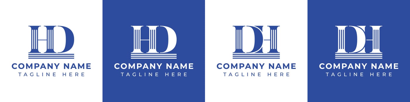 Letter DH and HD Pillar logo, suitable for business with HD or DH related to Pillar. vector