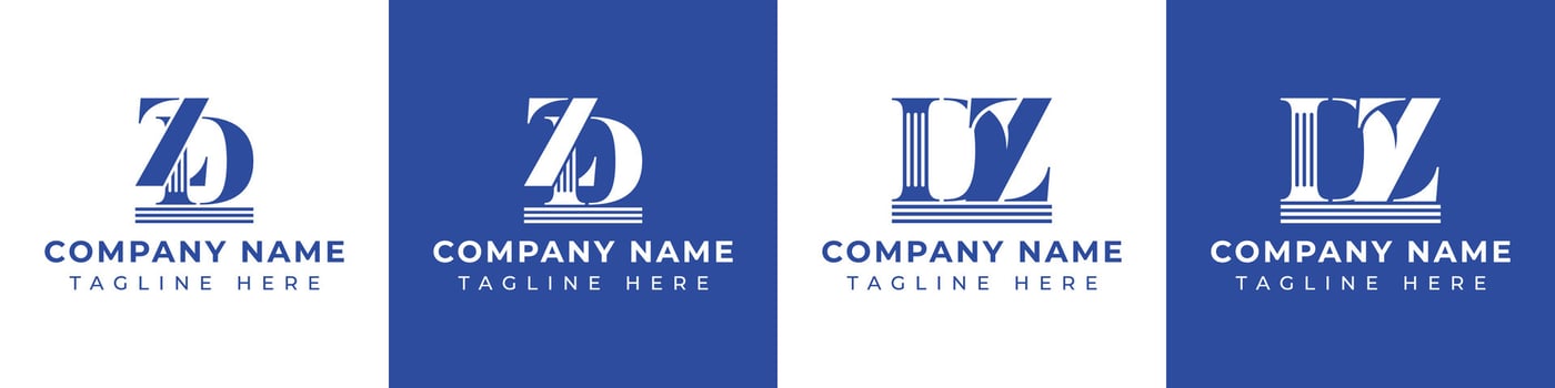 Letter DZ and ZD Pillar logo, suitable for business with ZD or DZ related to Pillar. vector